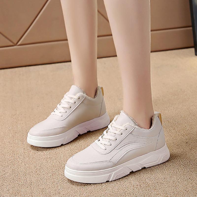 Sneakers Women Sports Shoes Fleece Warm Winter Cotton Shoes Light Running Shoes Lace Up Non Slip Casual Women Shoes