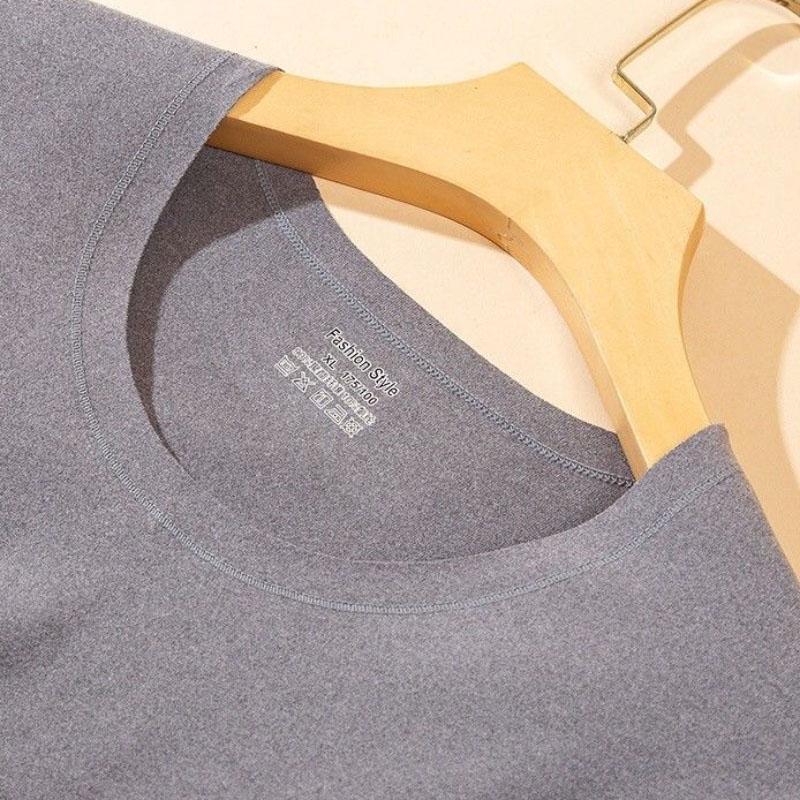 Non-marking Heating and Warm Men's Plus Velvet Thick Autumn and Winter Cold-proof Round Neck Stretch Shirt