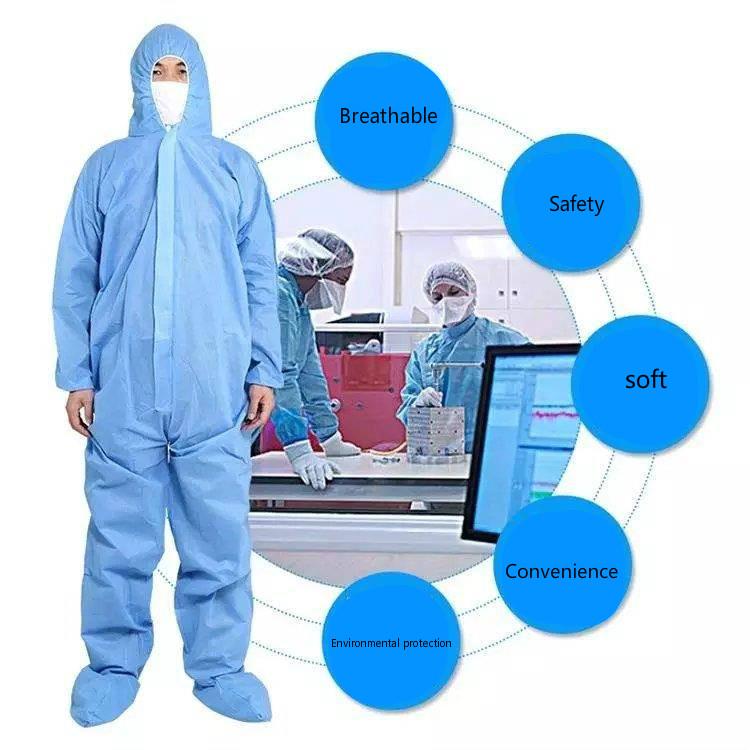 Disposable integrated hooded full body protective clothing Dust and water resistant breathable