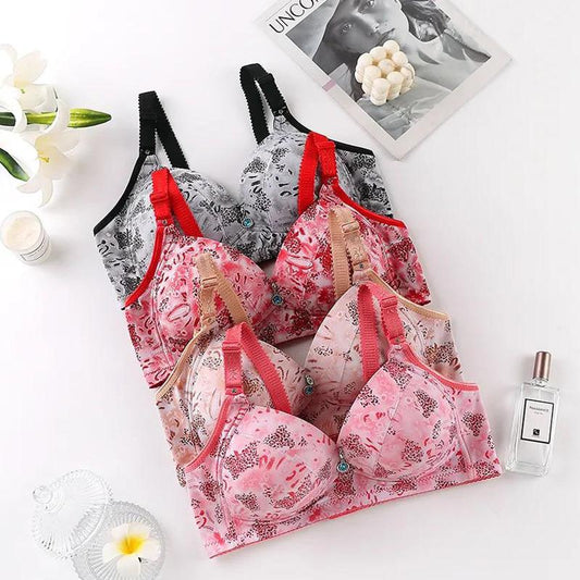 Large Size Thin No Steel Ring Lace Bra Gathers Comfortable Middle-aged and Elderly Women's Underwear