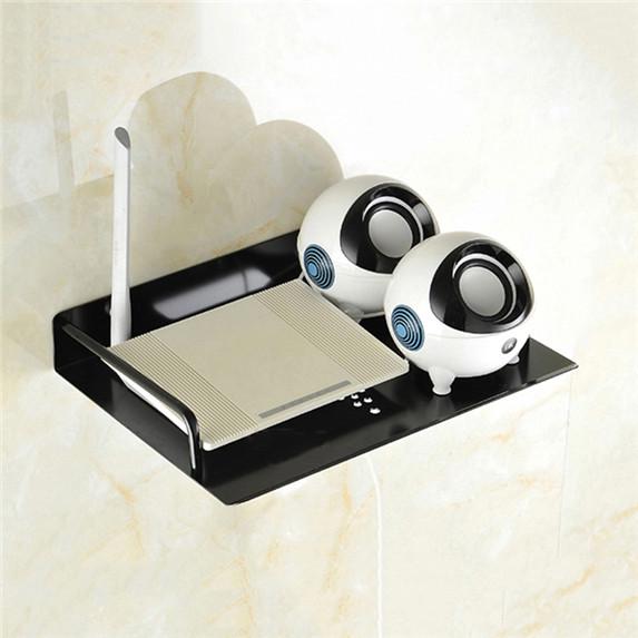 Single Wall Mount Tv Storage Box Router Shelf Bracket Holder Set-Top Box Mini Player Stand Rack Aluminum Single Layer Space