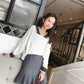 Autumn and Winter V-neck Sweater Female Students Loose and Versatile Color Contrast Pullover Sweater Coat Women