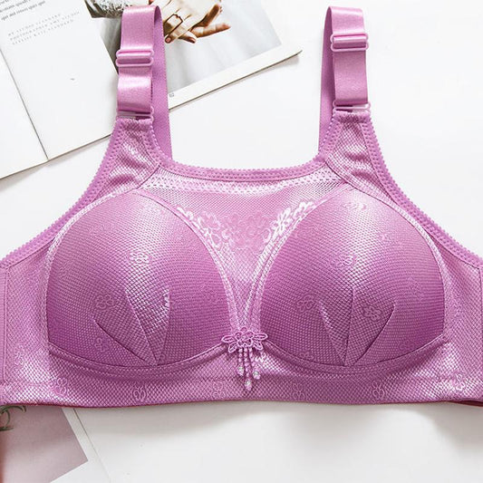 Gathered Bra Anti Sag Anti Light Adjustment Comfortable Underwear Women's Bra No Steel Ring Spring and Summer Women