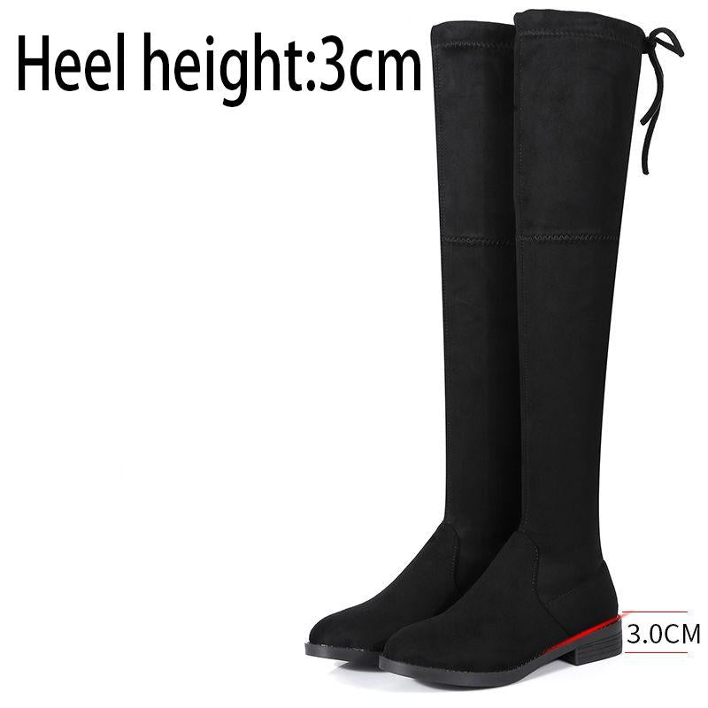 Women's boots over the knee autumn and winter plus velvet boots children's stretch boots high boots