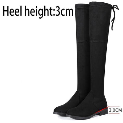 Women's boots over the knee autumn and winter plus velvet boots children's stretch boots high boots