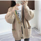 Autumn and Winter Cardigan Sweater Women's Knitted Jacket Lantern Sleeves Loose Sweater