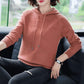 Autumn and Winter Loose Hooded Sweater Knitted Casual Solid Color Sweater Fashion Simple Female Sweater