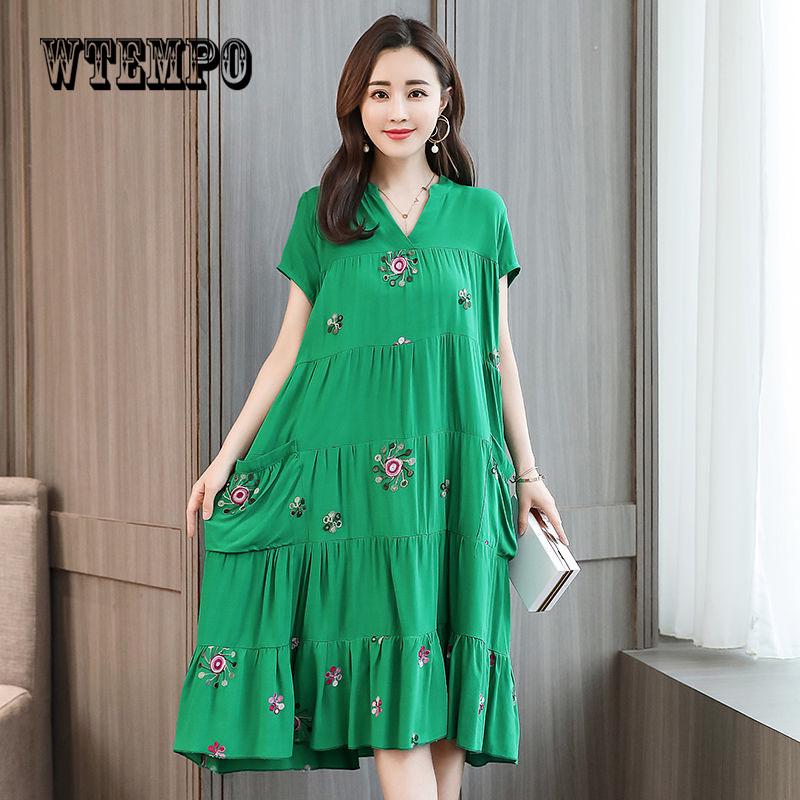 Summer Women Boho Style Print Beach Dress Vestidos Women Midi Party dress