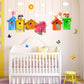 Lion elephant forest animal cartoon wall stickers children's room kindergarten decorative stickers