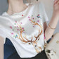 Skin-friendly Silky Imitation Silk Short-sleeved T-shirt Women's Printed Summer Shirt Korean Version Loose and Thin Top