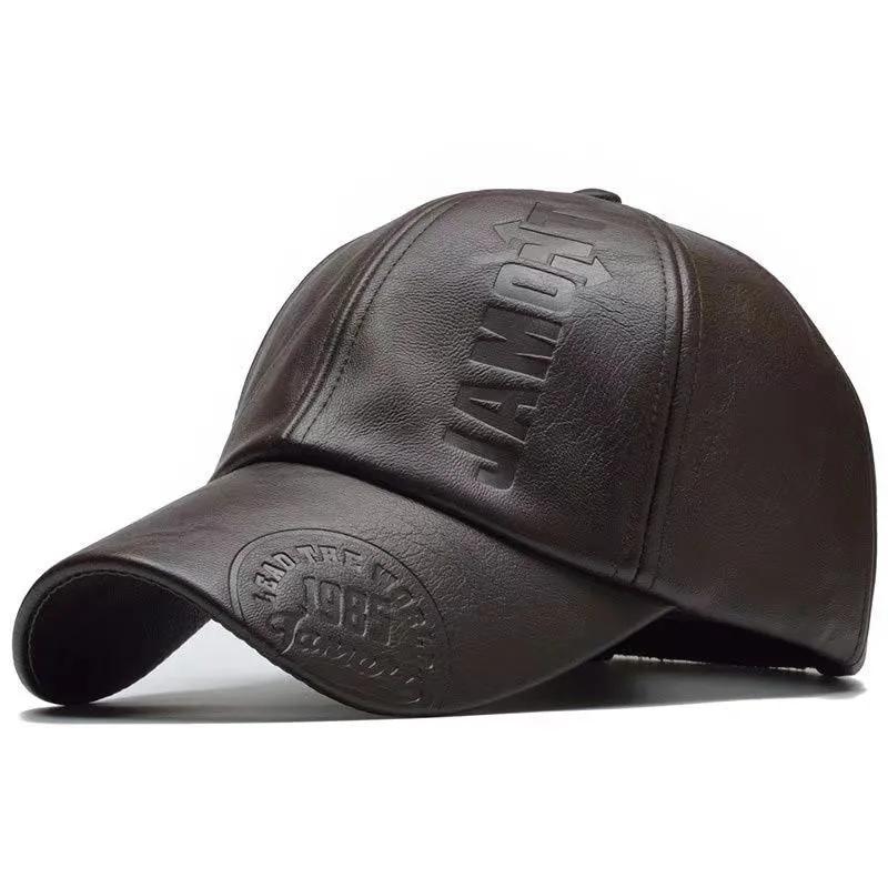 Pu Leather Baseball Cap Embossed Stencil Letters Men's Outdoor Peaked Cap Casual Warm Hat Waterproof Breathable Baseball Cap