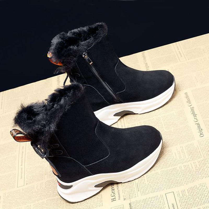 Inner Heightening Snow Boots Women Winter Cold-resistant Plus Cashmere Casual Short Boots Warm Thick-soled Cotton Shoes