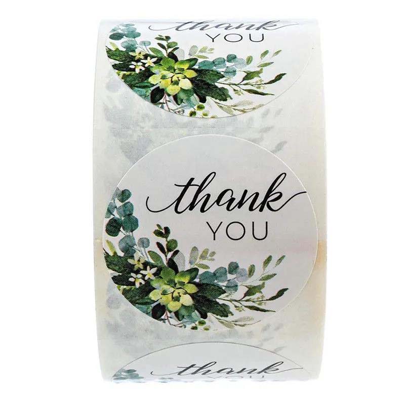 500 Pcs Round Flowers Thank You Sticker Roll Sealing Stickers 8 Patterns Holiday Gift Decoration Stationery Stickers