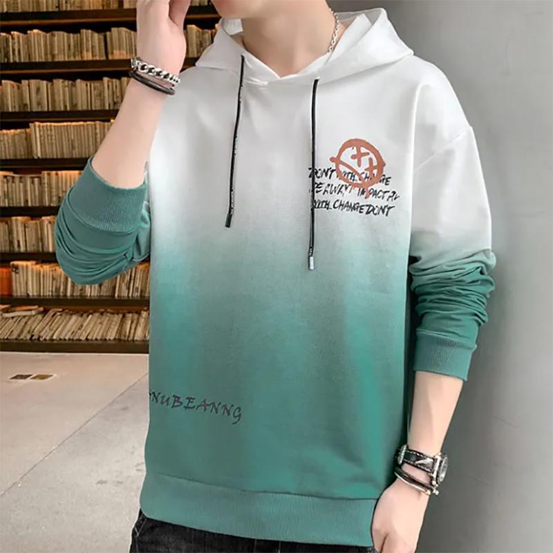 Autumn Gradient Color Men's Hooded Sweater Loose Wild Tide Brand Couple Bottoming Hoodies For Men Shirt Men's Clothing