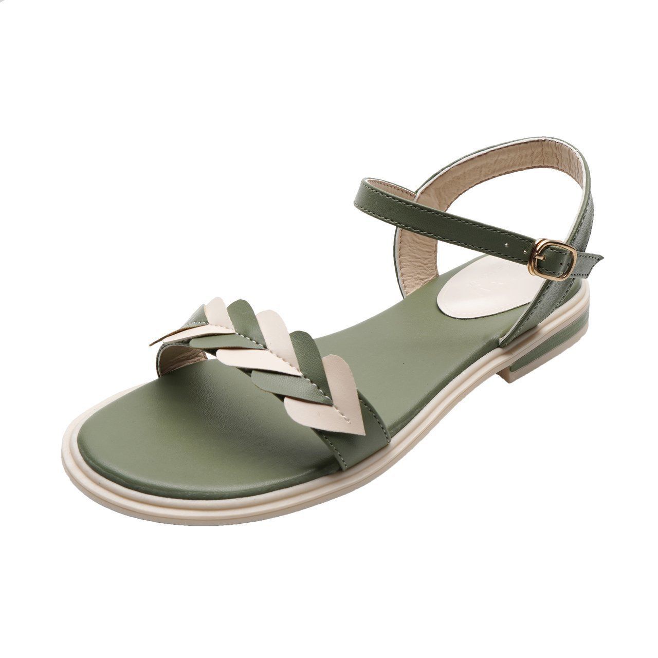 Sandals Women Summer Leisure All-match Flat Shoes One-word Buckle Low-heel Outdoor Beach Shoes