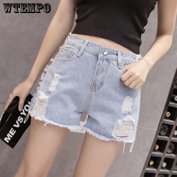 WTEMPO Brand Short Pants Women Casual Skinny Jean Denim Short Pants
