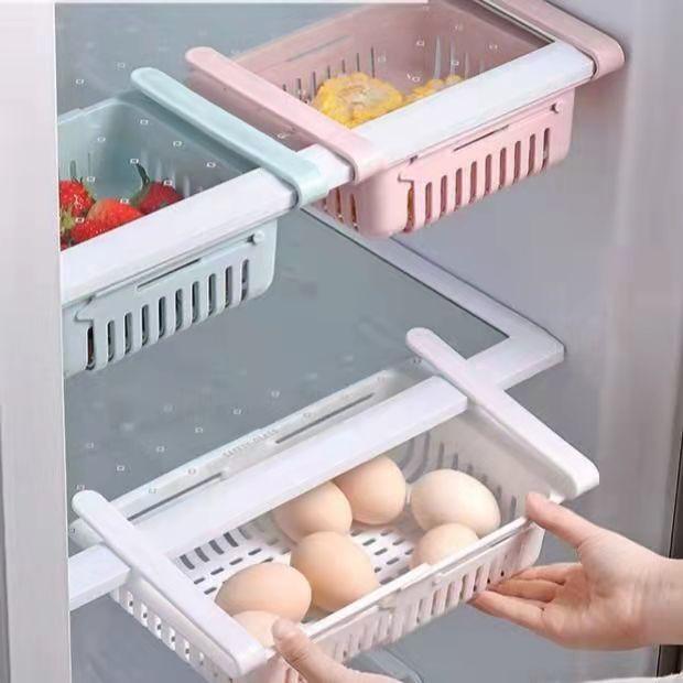 4Pcs Refrigerator Storage Basket Box Fresh-keeping Retractable Egg Storage Basket Drawer Pull-out Multifunctional Fruit Basket Hanging Artifact