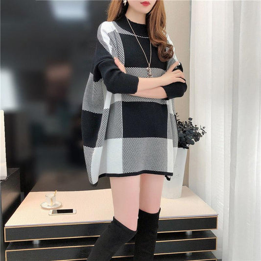 Autumn and Winter Mid-length Knitted Sweater High Neck Loose Plus Size Top Fashion Pullover Women's Dress