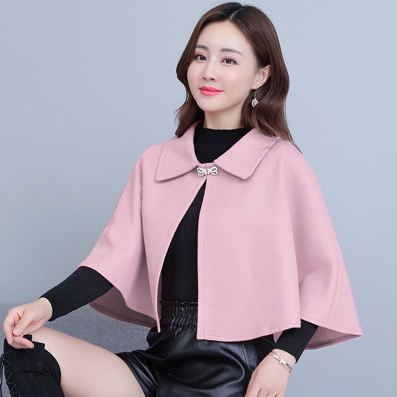 Jacket Women's Autumn and Winter All-match Shawl Cloak Outside Short Cloak Woolen Coat Temperament Elegant Lady Shawl