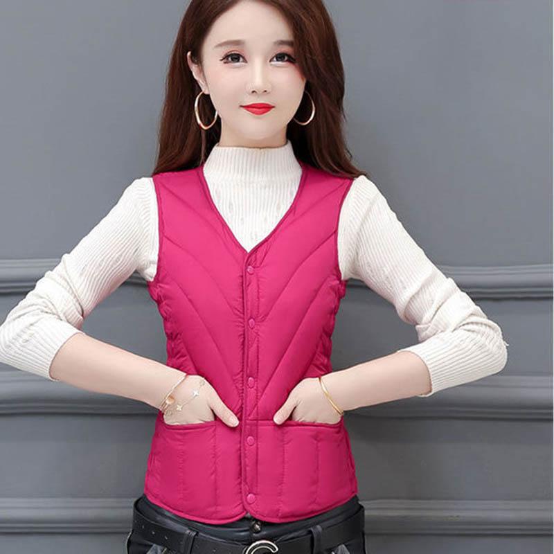 Autumn and Winter Down Cotton Lightweight Slim-fit Plus Fleece Inner Wear Warm Vest Women