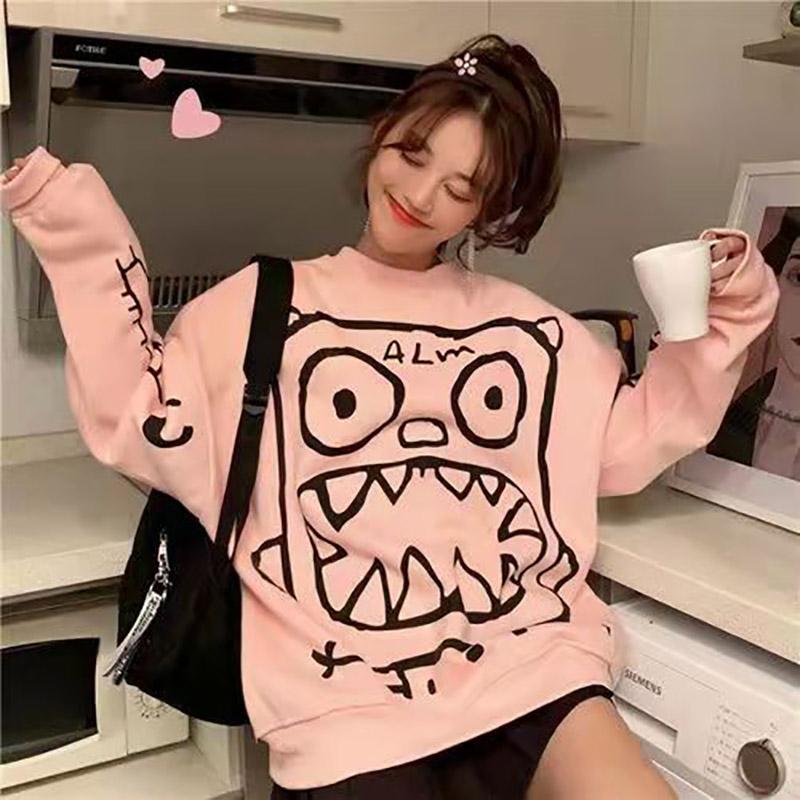 Monster Women's Long Sleeve Sweatshirts Girls Pullovers Fashion Jackets Tops Casual Sweaters