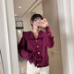 Navy Collar Sweater Coat Women Fall Winter Loose   College Style Knitted Cardigan Long Sleeve Casual Sweater