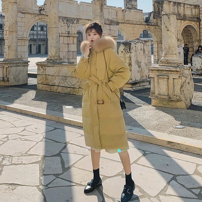 Down Jacket Women's Mid-length White Duck Down Student Korean Style Slim Coat Female Ins Winter