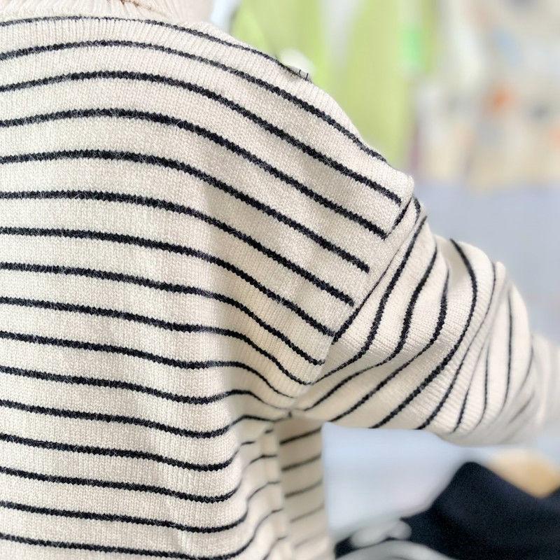 Fleece Children's Sweater Striped High Neck Loose Autumn and Winter Fashion Boys and Girls Thick Winter Baby Bottoming Sweater