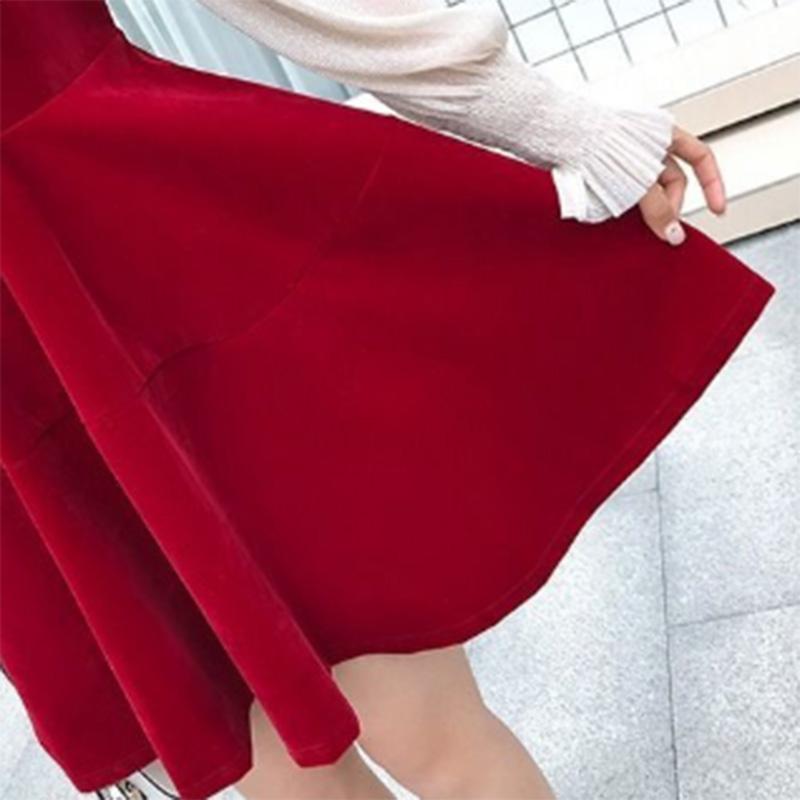 Stand Collar Spring and Autumn Solid Color Long-sleeved Dating Travel Bottoming Shirt French Suspender Dress Super Fairy Suit Skirt Female