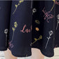 Women's Spring and Autumn Floral Dress Long Sleeve A-Line Stand Collar Mid-length Skirt Shirt Sleeve