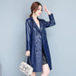 Women's Sheepskin Leather Jacket Long Slim Lapel Large Size Leather Trench Coat Autumn Winter Suede Jackets Ladies