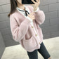 Autumn and Winter Mohair Loose Sweater Casual Knitted Cardigan Jacket Simple Thread Female Jacket
