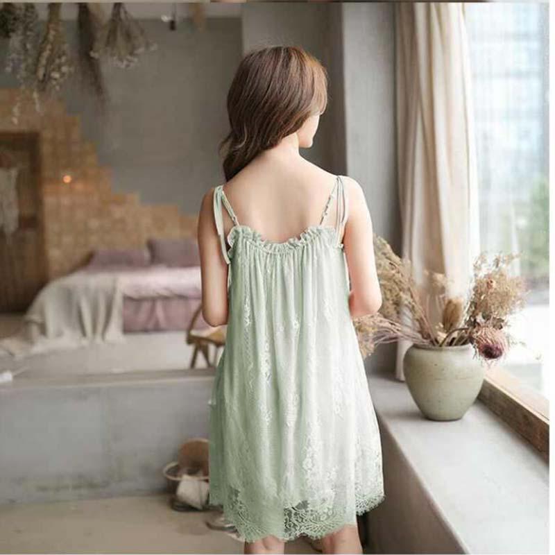 Women's Sexy Lace Pajama Summer Ladies Mesh Lace Sexy Nightdress Plus Size Nightdress