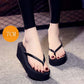 Flip-flops Female Version of All-match Casual Fashion Thin Belt Sponge Cake Sandals and Slippers Female Summer Flip-flops Non-slip Soft Beach Shoes