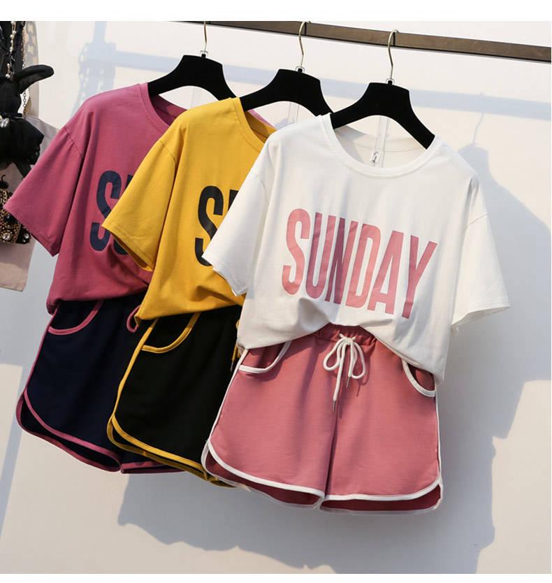 Fashion Women Sporting Casual Two Piece Set Short Sleeve Tee Top Shorts Suit Tracksuit Outfit