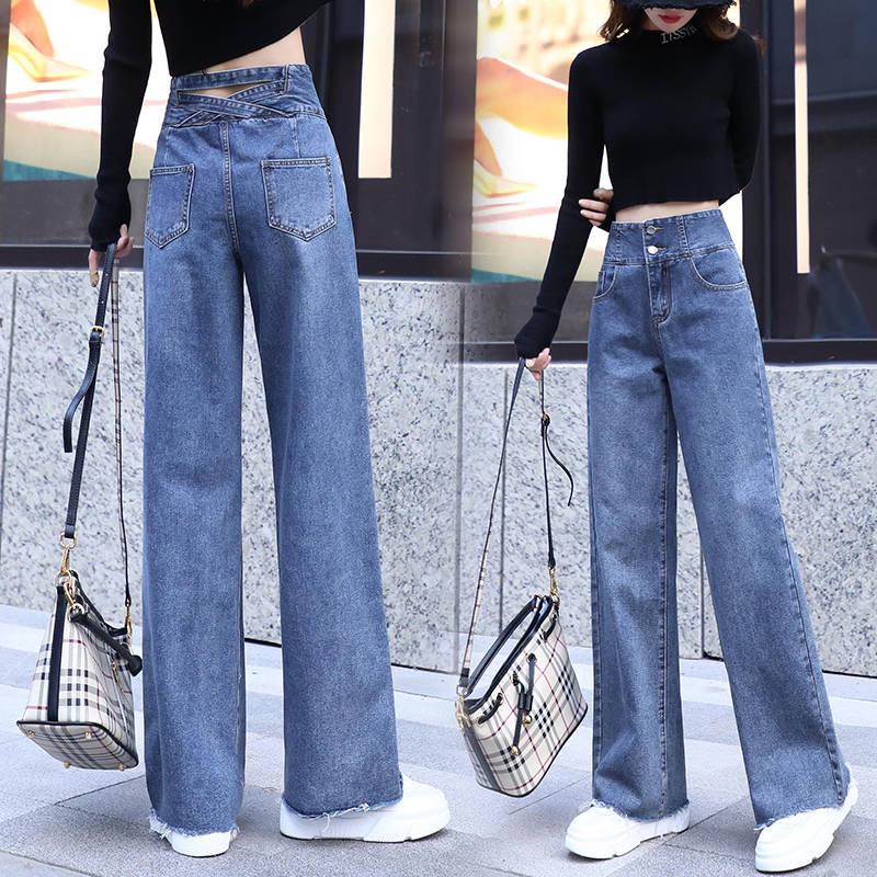 Flare Jeans Pants Women Casual Vintage High Waist Stretch Pocket Fashion Plus Size Wide Leg Jeans