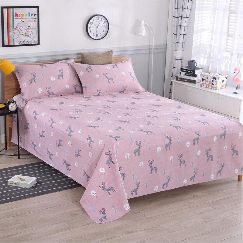 Home Textile Three-piece Cover Sheet Pillowcase Cotton Fabric Sweat-absorbent Breathable Foldable Easy To Wash Rural Simple Style