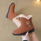 Women's Boots 2021 Winter Plush Nubuck Leather Sleeve Fashion Wedge Heel Faux Plush Warm Comfortable