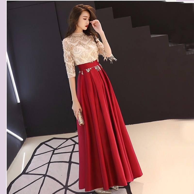 Little Evening Dress Female Long Party Dress Party Dinner Party Banquet Noble and Thin Host