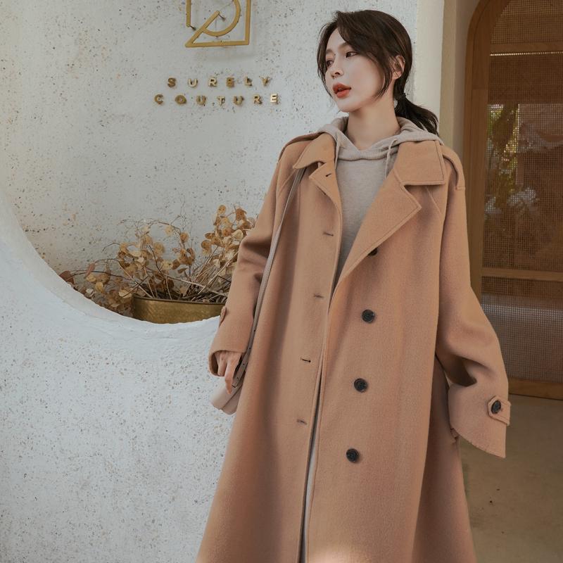 Trendy wild woolen coat large size women's clothing woolen coat women's long loose coat