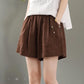 Cotton Shorts for Women Summer Literary Retro Embroidered Thin Loose Short Pants All-match Outer Wear Shorts Cotton Wide-leg Pants Temperament Shorts