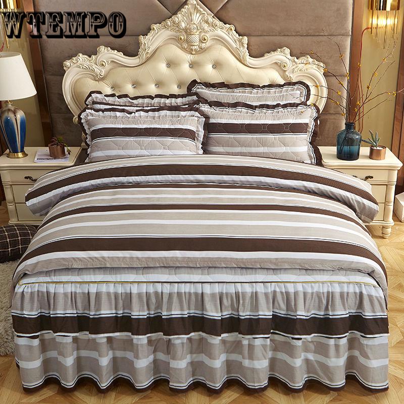Modern Simple Bed Skirt 4pcs Bedding Set Duvet Cover Pillowcase Bedspread Bedclothes Set