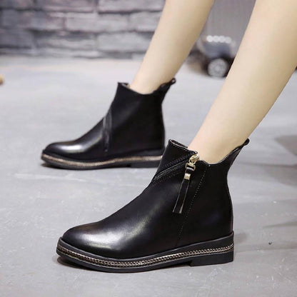 Fashion Heels Women Ankle Boots Autumn WinterGenuine Leather Party Chelsea Motorcycle Boots