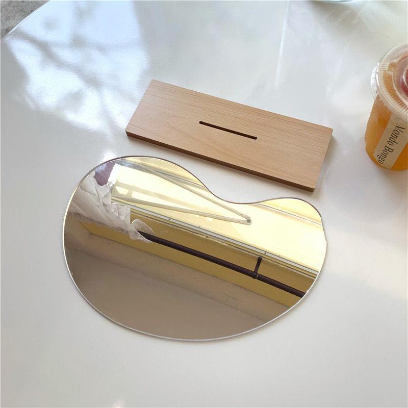 Irregular Mirror Simplicity Single Wooden Makeup Mirror Desktop Creative Travel Student Dormitory Bedroom Home Decoration