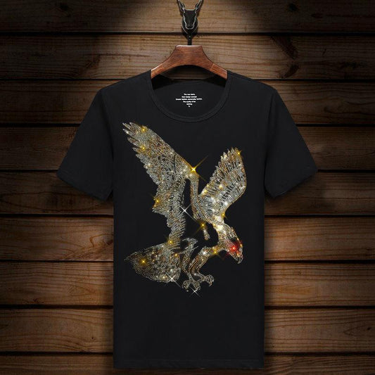 England Tshirt Man Print Short Sleeve T-shirt Men's fashion Summer Rhinestone eagle Bottom T Shirts