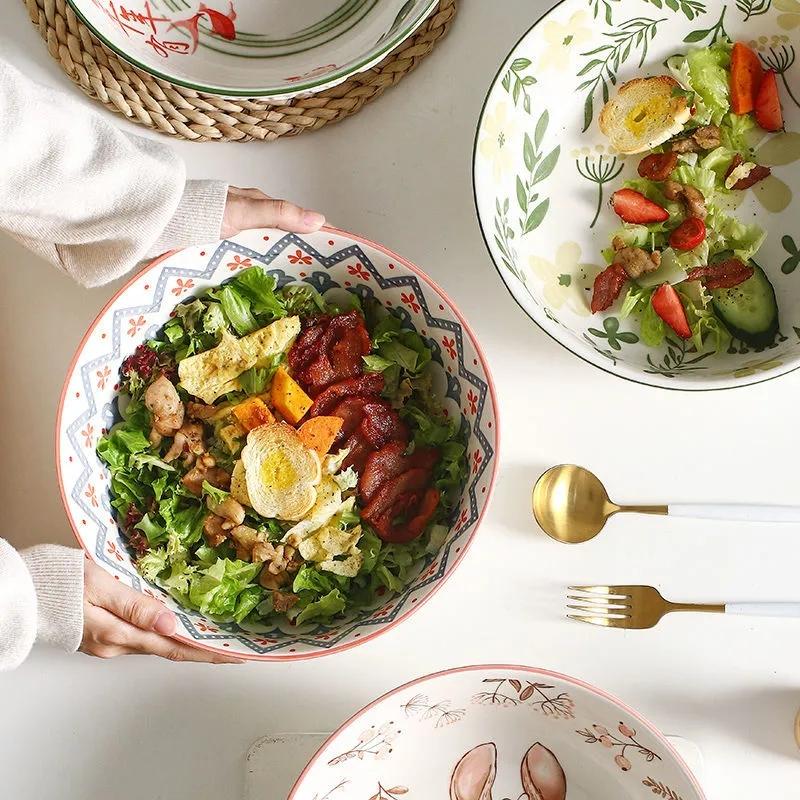 Large Ceramic Soup Bowl Pickled Cabbage Fish Chinese Household Large Bowl Three-dimensional Thickened Bowl Vegetable Bowl Fruit Bowl