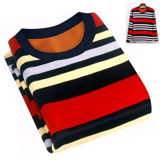 Autumn and Winter Sweaters Plus Velvet Thick Warm Bottoming Shirt Round Neck Slim Knit Sweater Suitable for Middle-aged and Elderly Men