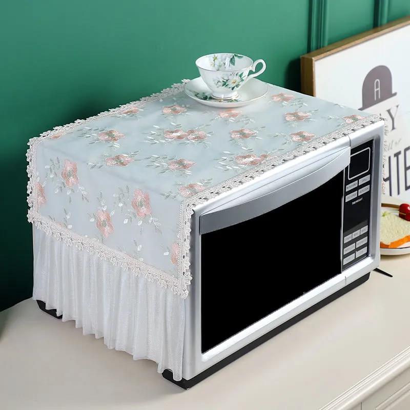 Microwave Oven Cover Towel Oil-proof Universal Fashion Breathable Lace Embroidered Non-slip Dust Cover