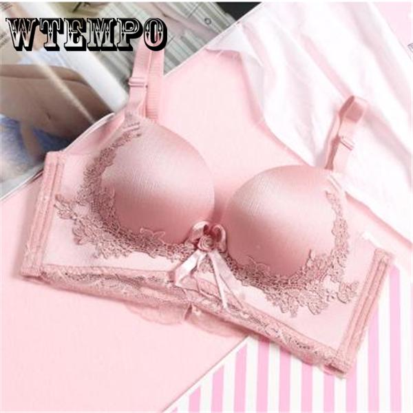 Luxury  Embroidery Court Bra Wireless Gather Adjustment Small Chest Seamless Bra