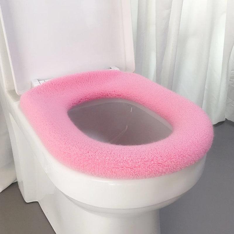 Toilet Cushion Toilet Seat Gasket Cushion Thickening Plus Velvet Warming Pad Solid Color Household Toilet Seat Cover To Keep Warm